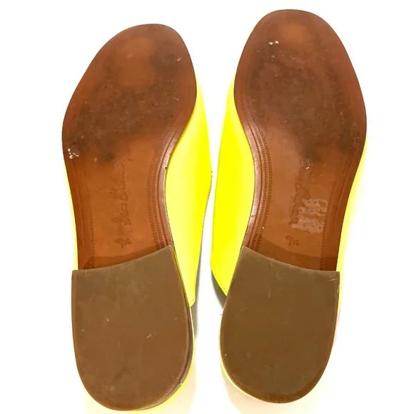 Sam Edelman Yellow Leather Slip-On Loafers With Gold Bit Detail Size 9.5 - Picture 5 of 6